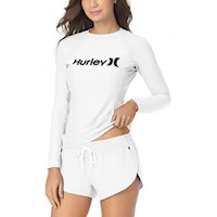 Licra Rashguard De Manga Larga Para Mujer Hurley - Blanco